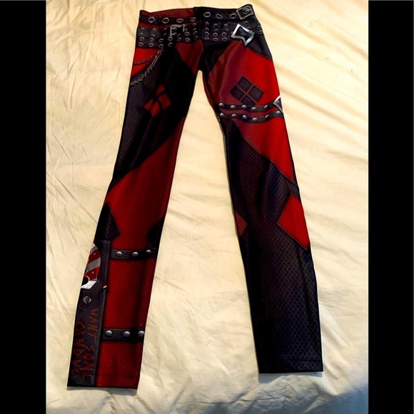 WOMENS POPRAGEOUS DEADPOOL THEME ATHLETIC LEGGINGS SIZE SMALL NICE - Picture 2 of 4
